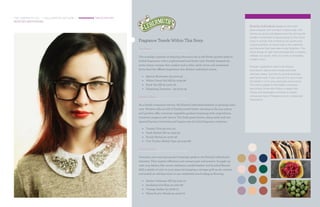 THE LEBERMUTH CO. | FALL/WINTER 2017-2018 | FRAGRANCE TREND REPORT
KITSCHY INDIVIDUAL est.
1908 Kitschy Individual speaks to the thrift
store shopper with a smart, creative side. She
thrives on giving old objects new life, joining the
modern movement of repurposing. In this trend
story, a woman fully embraces her quirks and
unique qualities, as she brings to life materials
and textures that have been long forgotten. This
trend brings to light the individual that is slightly
offbeat, but aware, retro, but with an energetic,
modern twist.
Popular ingredients within the Kitschy
Individual’s regime will include artichoke,
oatmeal, beets, coconut oil, purple potatoes
and hemp mylk. If you can put it in your body,
the better it is for your personal care routine.
This trend speaks to the health conscious,
specifically those who follow a vegan diet.
Foods and beverages continue to inspire
unique pairings of fragrances and unexpected
ingredients.
Fragrance Trends Within This Story:
Tea Party
The nostalgic pastime of enjoying afternoon tea in the flower garden leads to
herbal fragrances with a sophisticated and fruity twist. Freshly steeped tea
emits classic aromas that comfort and soothe, while citrus and sweetened
fruits lend the offbeat inspiration this distinct individual craves.
•	 Apricot Rosewater 95-5000-97
•	 White Citrus Veil AN 91-1029-98
•	 Fig & Tea AN 91-1020-46
•	 Darjeeling Devotion – 95-5002-19
Herbal Elixir
As a health-conscious warrior, the Kitschy Individual believes in growing one’s
own. Window sills are full of freshly potted herbs warming in the sun, patios
and porches offer container vegetable gardens brimming with crisp lettuce,
tomatoes, peppers and carrots. The fresh green leaves, damp earth and sun-
ripened harvest intertwine and inspire one of a kind fragrance creations.
•	 Tomato Vine 93-0101-40
•	 Fresh Herbal AN 91-1033-30
•	 Purely Herbal 94-4000-56
•	 Cire Trudon Herbal Type 93-0130-88
Cozy Charm
Textured, retro and repurposed materials speak to the Kitschy Individual’s
interests. They inspire reflection and connect past and present. Snuggle up
with cozy fabrics like woven cashmere, sueded leather and brushed flannel.
Add a splash of color to your space by hanging a vintage quilt as art, reclaim
and install an old barn door or use weathered wood siding as flooring.
•	 Amber Cashmere AN 93-0130-37
•	 Sandalwood & Shea 91-1027-86
•	 Vintage Amber 90-3026-15
•	 Warm Rustic Woods 94-4002-72
 