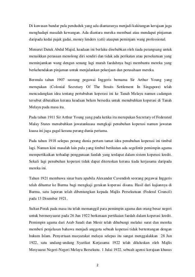 Sejarah Gerakan Koperasi Di Malaysia