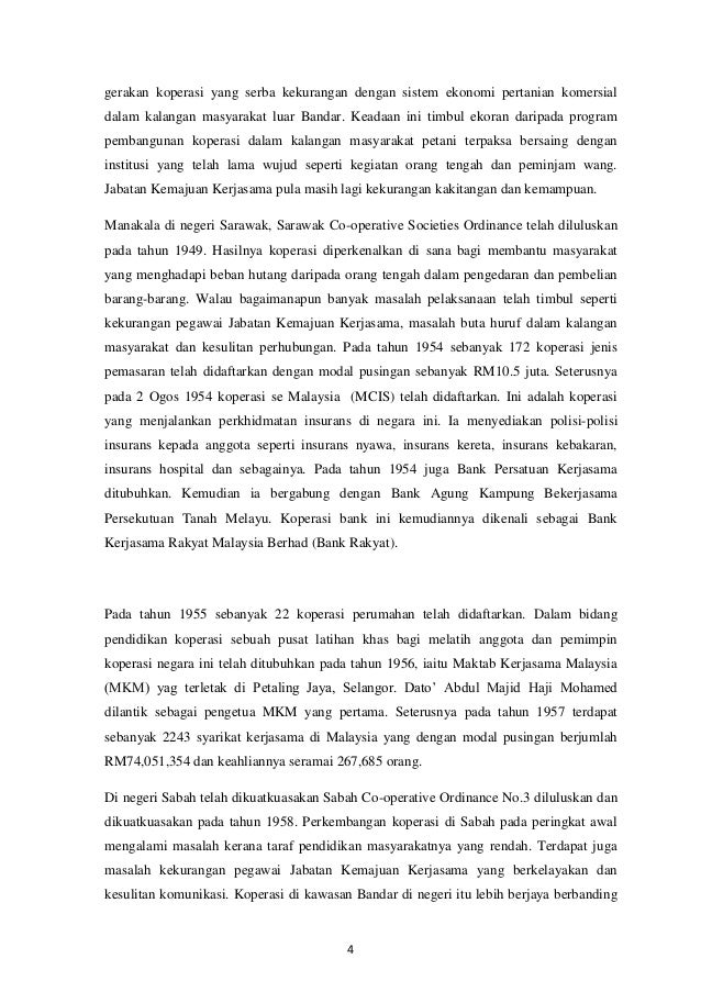Sejarah Gerakan Koperasi Di Malaysia