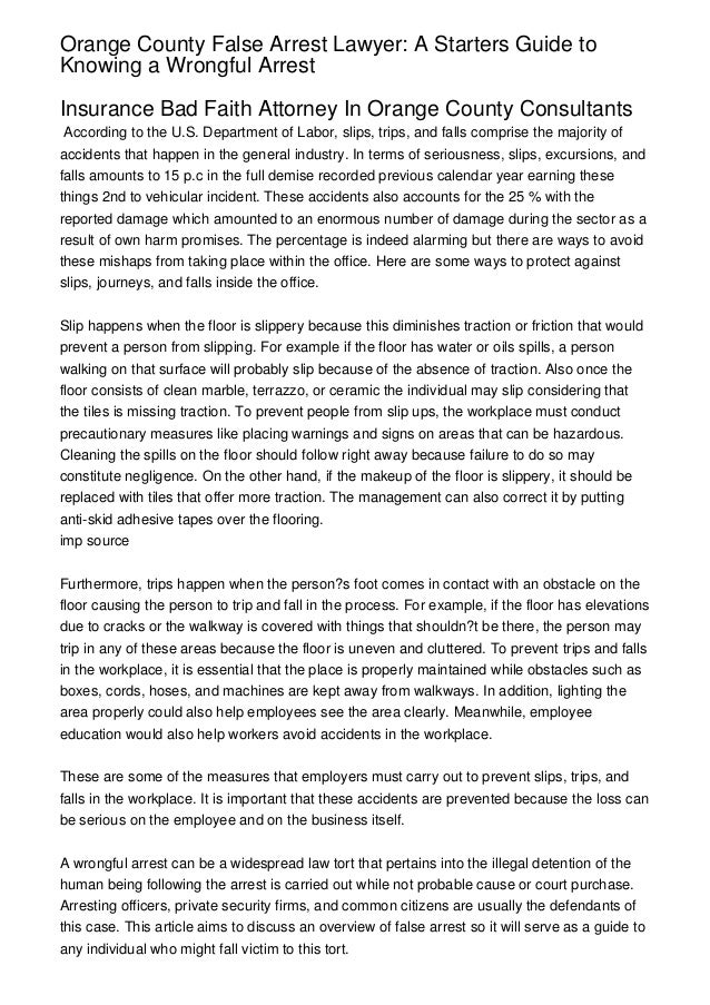 Orange County False Arrest Lawyer A Starters Guide to Knowing a