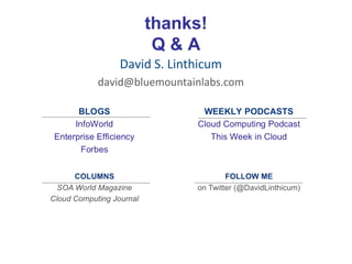 thanks! Q & A David S. Linthicum [email_address] 