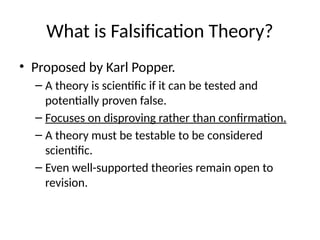 Falsification Example Understanding Falsification and Verification Theories in Scientific ...