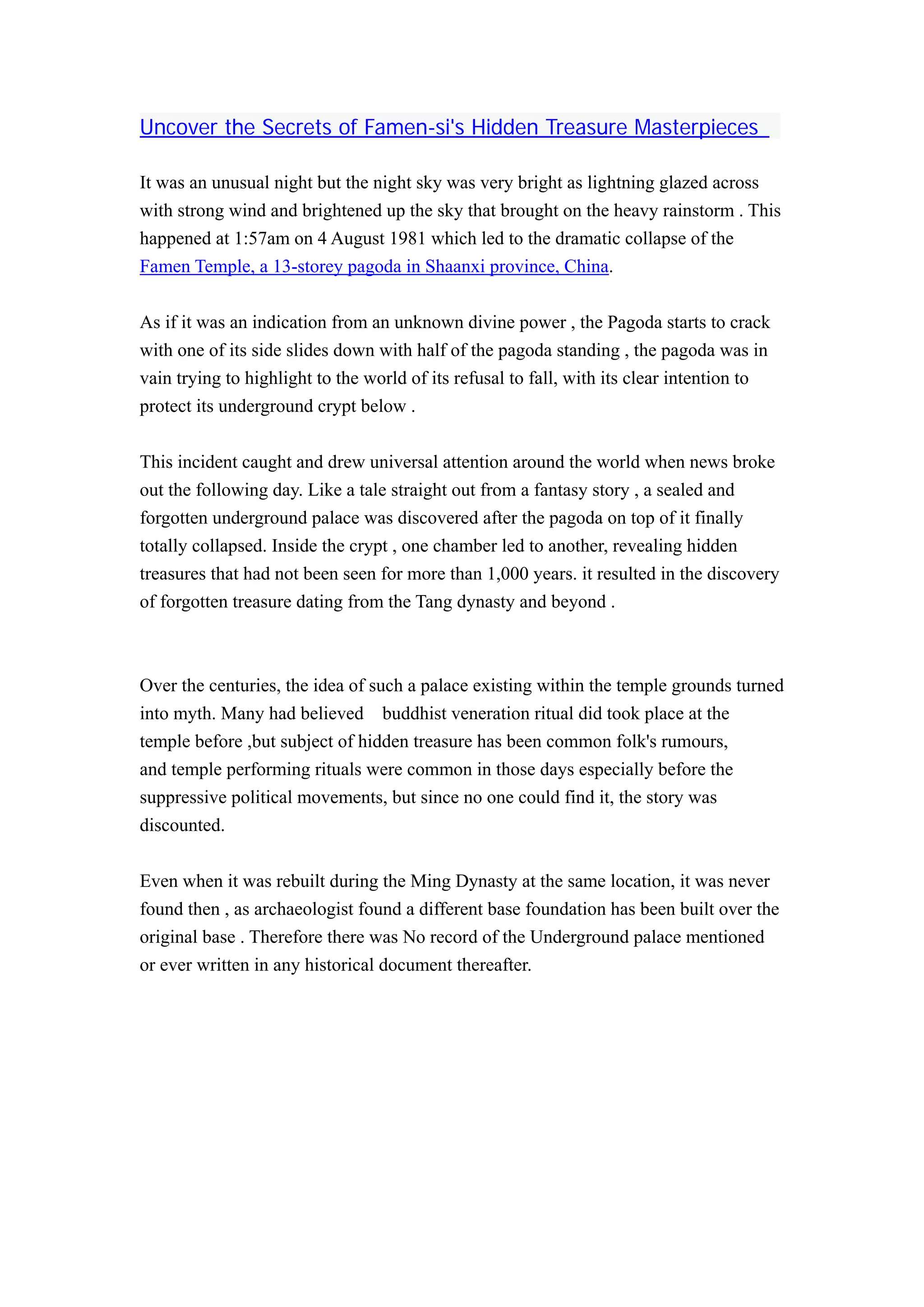 Famensi thousands year hidden treasure | PDF | Free Download 