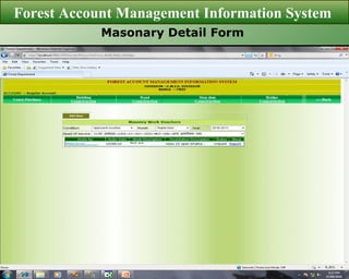 Masonary Detail Form  Forest Account Management Information System  