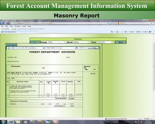 Masonry Report  Forest Account Management Information System  