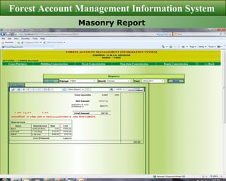 Masonry Report  Forest Account Management Information System  