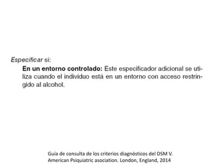Guía de consulta de los criterios diagnósticos del DSM V.
American Psiquiatric asociation. London, England, 2014
 