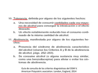 Guía de consulta de los criterios diagnósticos del DSM V.
American Psiquiatric asociation. London, England, 2014
 
