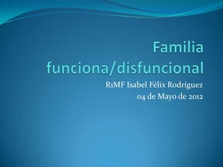 R1MF Isabel Félix Rodríguez
        04 de Mayo de 2012
 