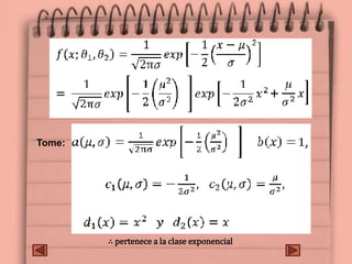 Tome:
∴ pertenece a la clase exponencial
 