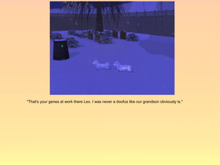 "That's your genes at work there Lex. I was never a doofus like our grandson obviously is."
 