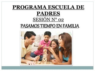 PASAMOS TIEMPO EN FAMILIA
PROGRAMA ESCUELA DE
PADRES
SESIÓN N° 02
 