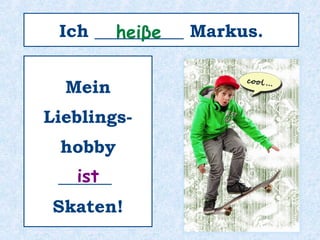 Seine Hobbys sind auch:
im Garten ____________,
und Fallschirm __________.
faulenzen
springen
 