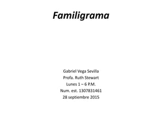 Familigrama
Gabriel Vega Sevilla
Profa. Ruth Stewart
Lunes 1 – 6 P.M.
Num. est. 1307831461
28 septiembre 2015
 
