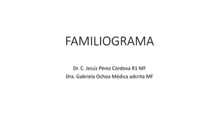 FAMILIOGRAMA
Dr. C. Jesús Pérez Córdova R1 MF
Dra. Gabriela Ochoa Médica adcrita MF
 