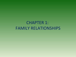 CHAPTER 1:
FAMILY RELATIONSHIPS
 