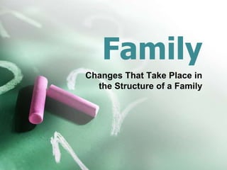 Family
Changes That Take Place in
the Structure of a Family
 