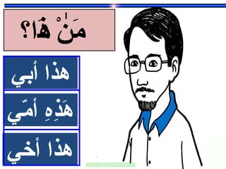 ‫ه‬ِ ‫أ‬‫ذ‬ِ ‫أ‬‫ه‬َ‫مي‬ّ‫ي‬ ‫أ‬ ‫ه‬ِ ‫أ‬‫ذ‬ِ ‫أ‬‫ه‬َ‫مي‬ّ‫ي‬ ‫أ‬
‫هذا‬‫أخي‬ ‫هذا‬‫أخي‬ 
‫أبي‬ ‫هذا‬‫أبي‬ ‫هذا‬
‫ذا؟‬َ‫ه‬ ‫ن‬ْ‫ٌت‬ ‫م‬َٰ
 