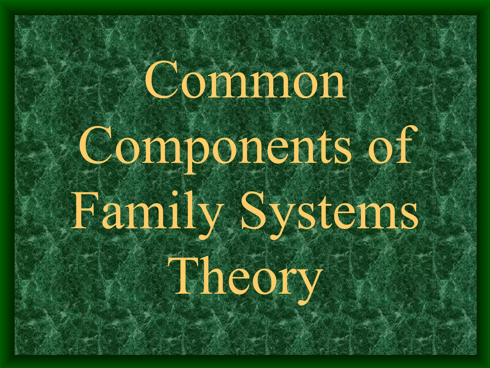 Common Components of Family Systems Theory 