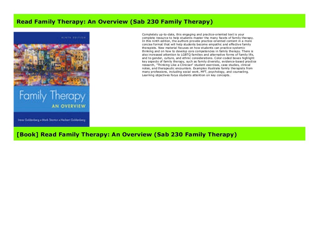 Read Family Therapy An Overview (Sab 230 Family Therapy)