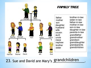 23. Sue and David are Mary’s _________________.
grandchildren
 