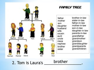2. Tom is Laura's _________________.
brother
 