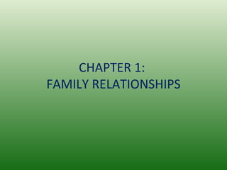 CHAPTER 1:  FAMILY RELATIONSHIPS 