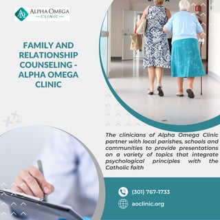 FAMILY AND
RELATIONSHIP
COUNSELING -
ALPHA OMEGA
CLINIC
The clinicians of Alpha Omega Clinic
partner with local parishes, ...