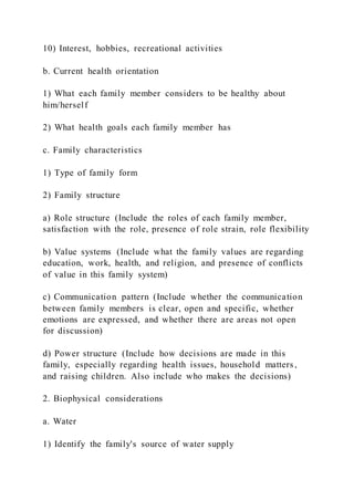 Family assessment guideline each student will perform a family as | DOCX