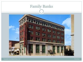 Family Banks
8/21/2013Copyright 2013, InKnowVision, LLC
 