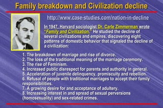 Family breakdown and Civilization declineFamily breakdown and Civilization decline
1. The breakdown of marriage and rise o...