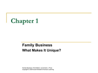 Chapter 1
Family Business
What Makes It Unique?
Family Business, First Edition, by Ernesto J. Poza
Copyright © 2004 South-Western/Thomson Learning
 