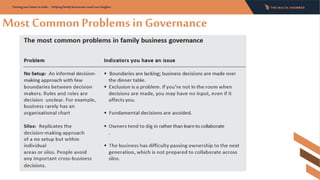 Most Common Problems in Governance
Putting your home in order - Helping family businesses reach new heights:
 