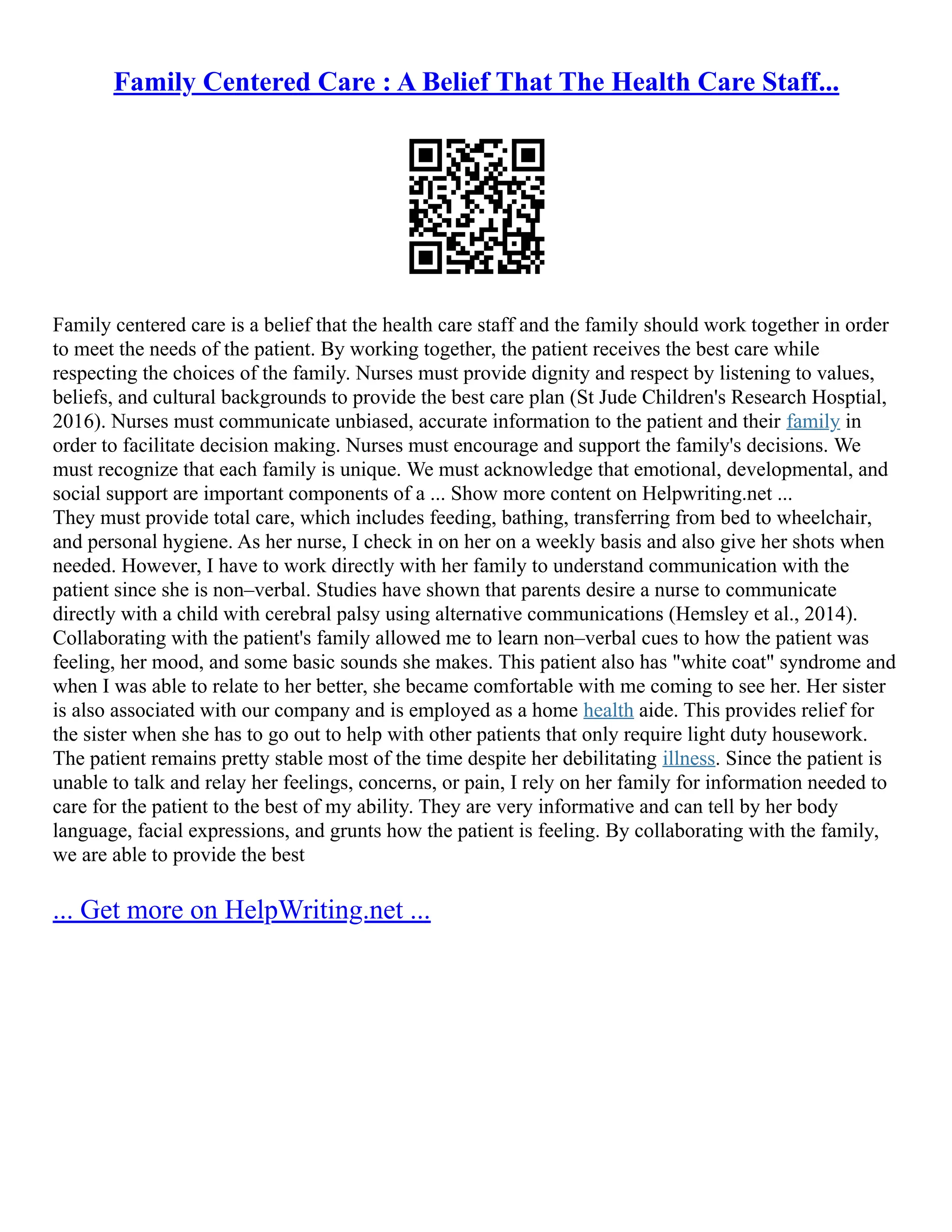 Family Centered Care Framework | PDF