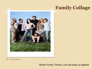 Family Collage




By: Liesl Goodwin


                    Botwin Family Theme: Love will keep us together
 