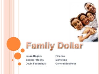 Family Dollar Laura Rogers		Finance Spenser Hooks		Marketing Devin Fedorchuk	General Business 
