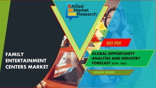 FAMILY
ENTERTAINMENT
CENTERS MARKET
KNOW MORE
GLOBAL OPPORTUNITY
ANALYSIS AND INDUSTRY
FORECAST 2018- 2025
GET PDF
 