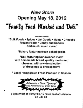 Family Food Market & Deli is now open!
