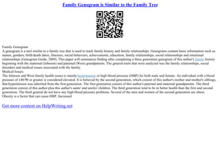 Family Genogram Is Similar To The Family Tree | PPT