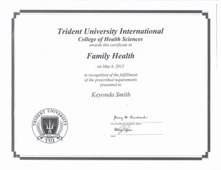 Post Baccalaureate Certificate - Family health