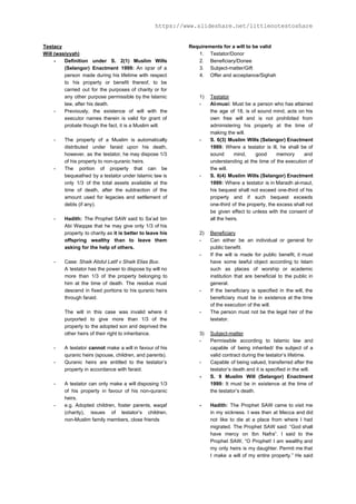 LAW605 Notes (Family Law 1: Islamic) - EXCEPT INTRODUCTION & POLYGAMOUS ...