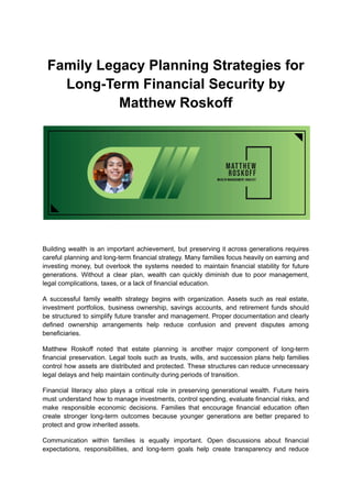 Family Legacy Planning Strategies for Long-Term Financial Security by ...