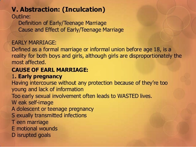 cause and effect essay about early marriage