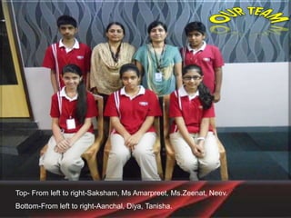 Top- From left to right-Saksham, Ms Amarpreet, Ms.Zeenat, Neev.
Bottom-From left to right-Aanchal, Diya, Tanisha.
 