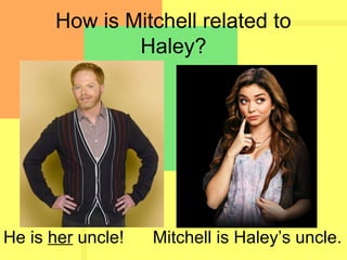 How is Mitchell related to
Haley?
He is her uncle! Mitchell is Haley’s uncle.
 