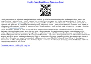 family nurse practitioner admission essay
