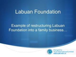 Labuan Foundation
Example of restructuring Labuan
Foundation into a family business…



 