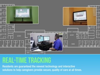 Real-time Tracking
Residents are guaranteed the newest technology and interactive
solutions to help caregivers provide secure, quality of care at all times.
 