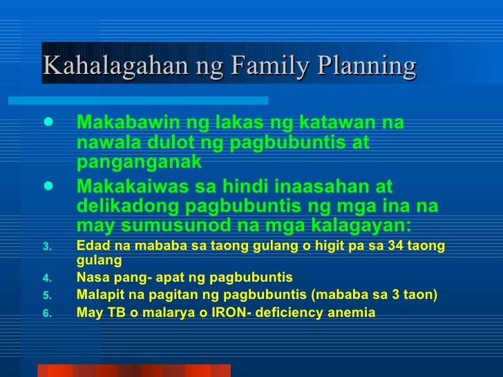 family planning tagalog essay