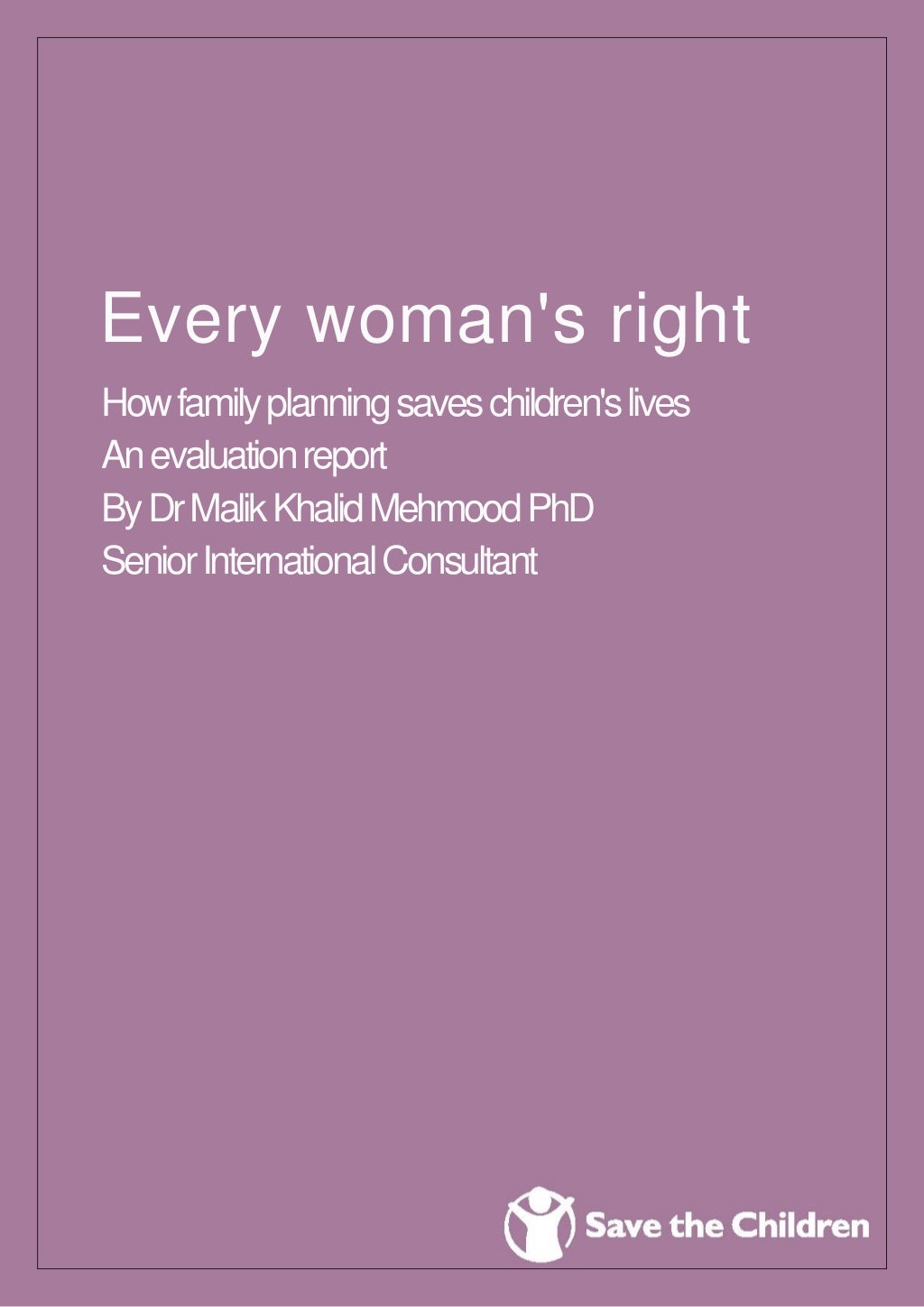Family planning a right based methodology, a policy framework by dr